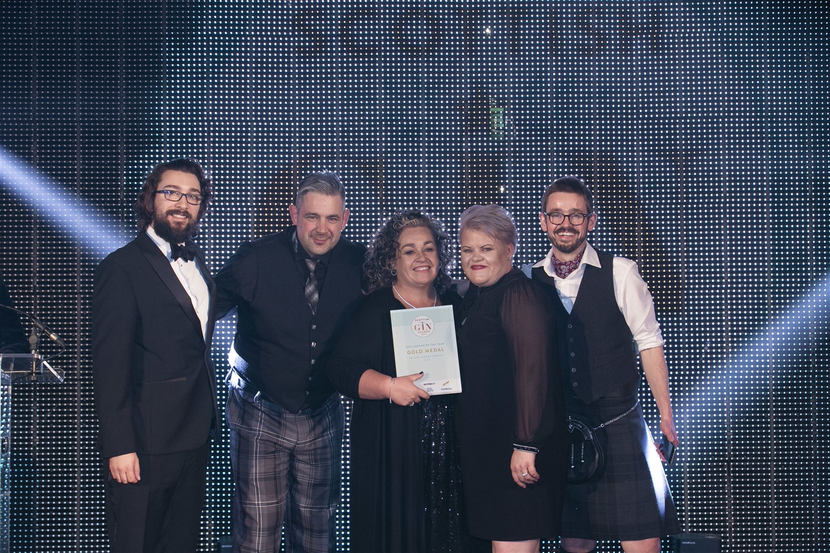 Members of the El:gin team with the gold award for Gin Liqueur of the Year at the Scottish Gin Awards. Picture: DMcCallum