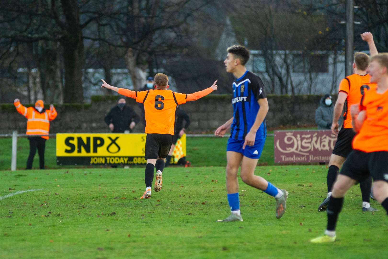 Rothes' Fraser Robertson celebrates another goal. Picture: Daniel Forsyth..