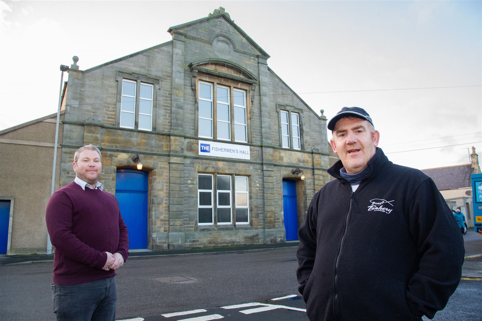Looking to the future...Fishermen's Hall Trust chairman Glen Campbell (right) and hall co-ordinator James Farley are delighted that the CAT bid has been approved by Moray Council. Picture: Daniel Forsyth
