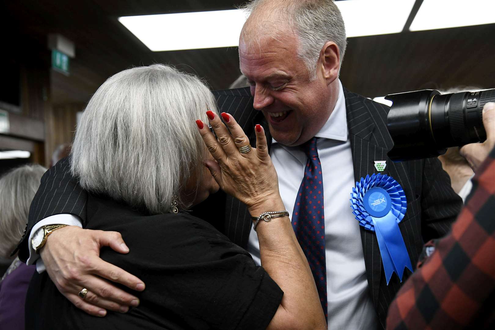 Neil McLennan congratulates Tracy Coyler...Moray Council Local Election May 2022...Picture: Becky Saunderson..
