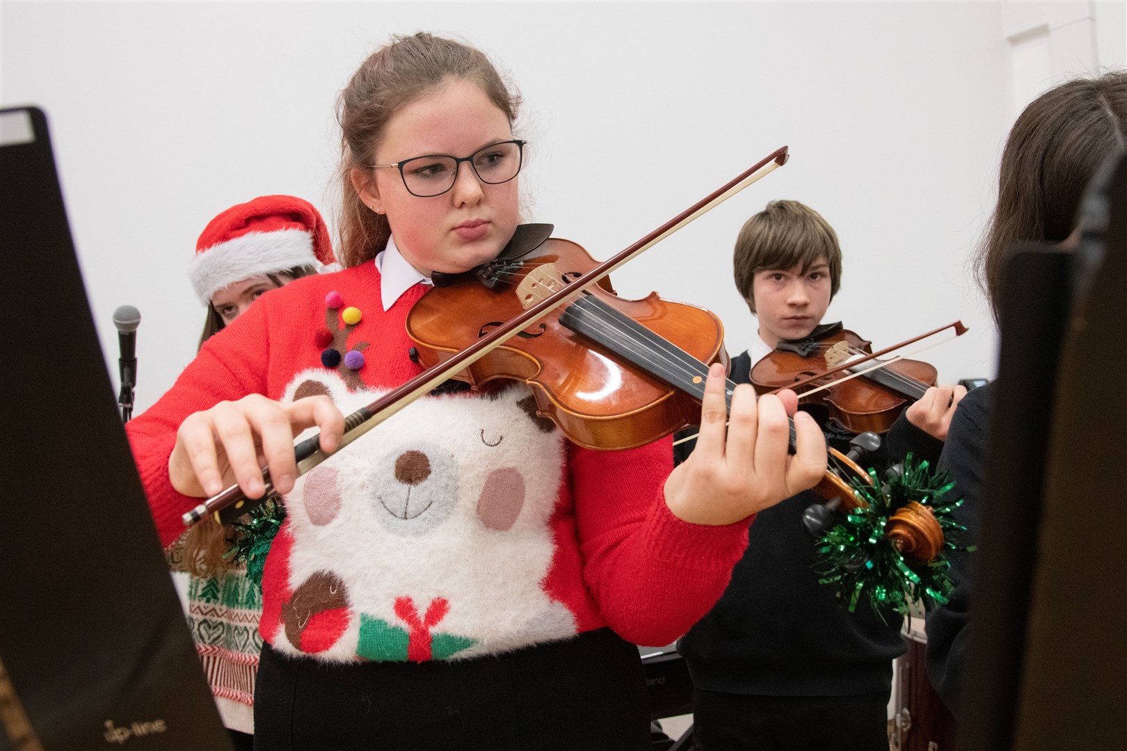 Violinist Ada Carmichael...Elgin Academy Christmas farmers market...Picture: Daniel Forsyth..