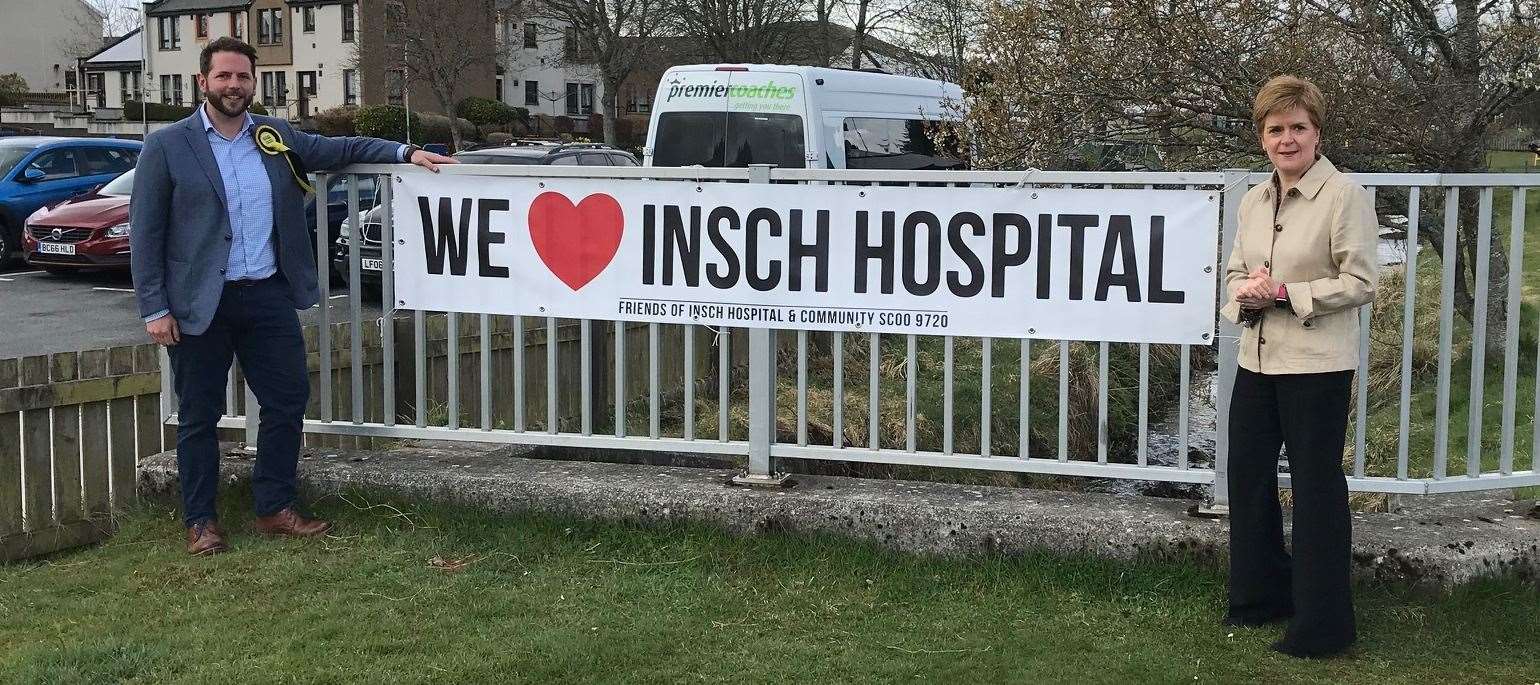 The SNP's manifesto commitment to re-open Insch Hospital was confirmed by Nicola Sturgeon and Fergus Mutch .