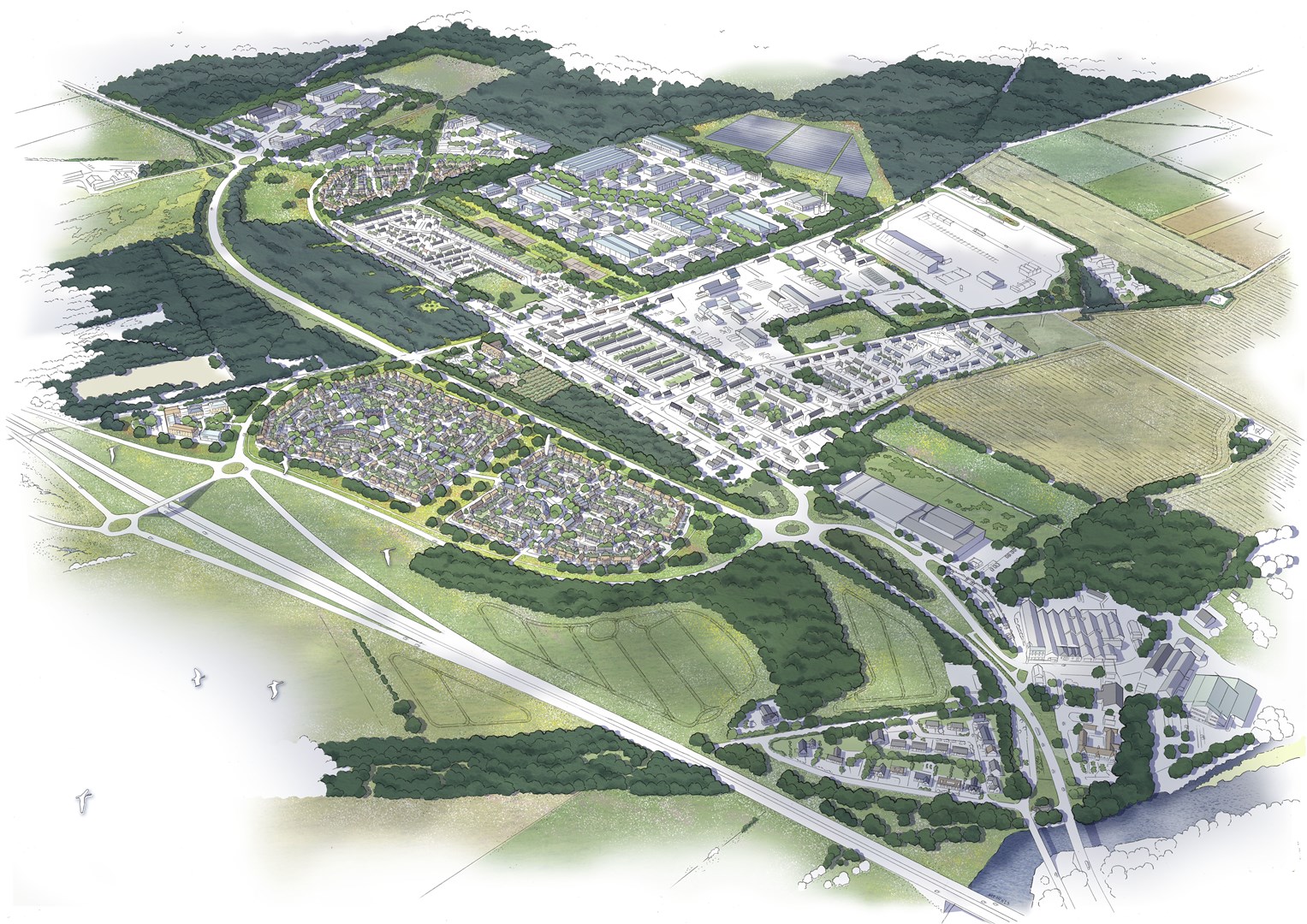 An artist's impression of how Mosstodloch will look if proposals to develop the village are approved.