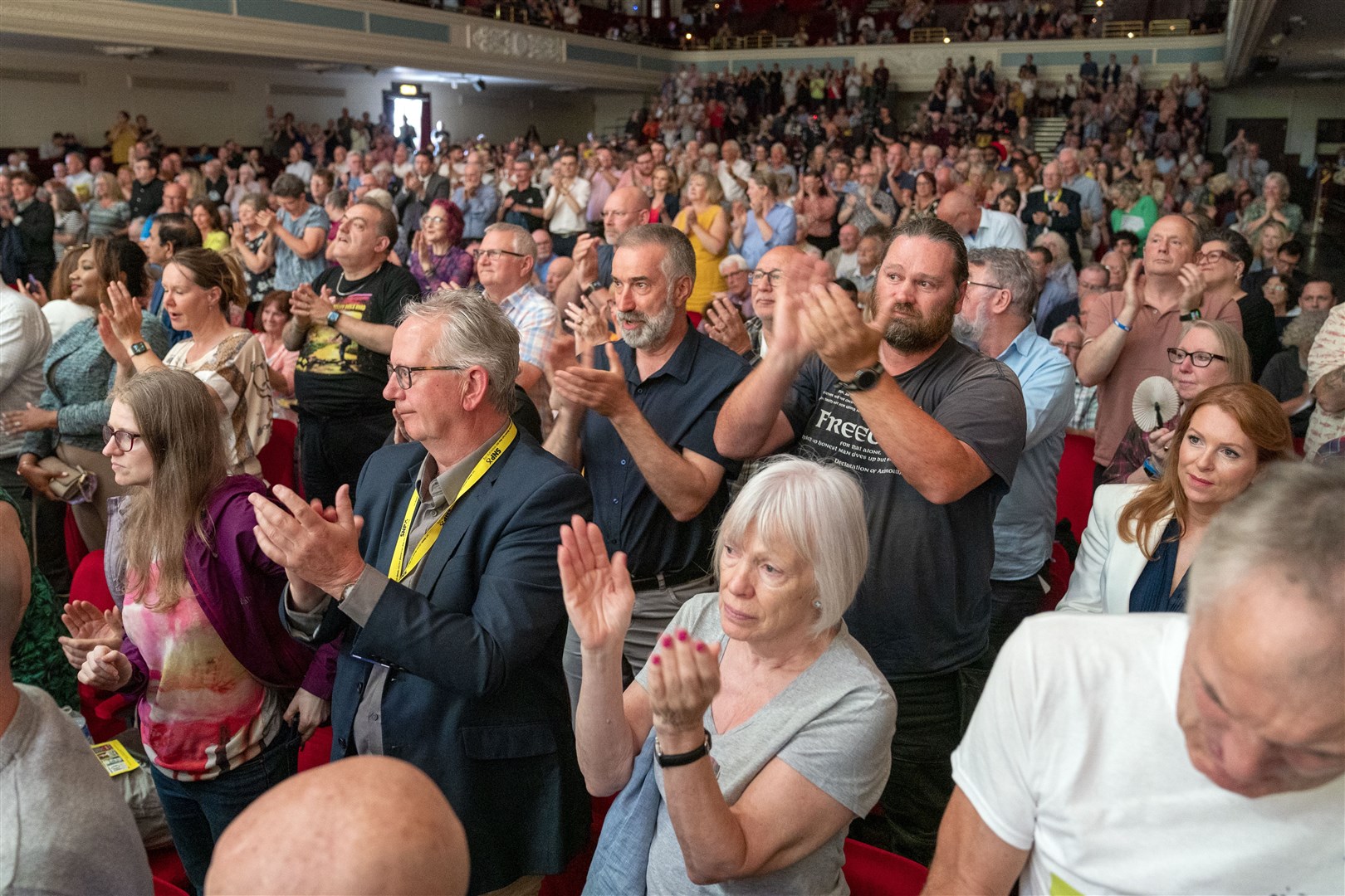 SNP supporters applaud First Minister Humza Yousaf’s speech (Jane Barlow/PA)