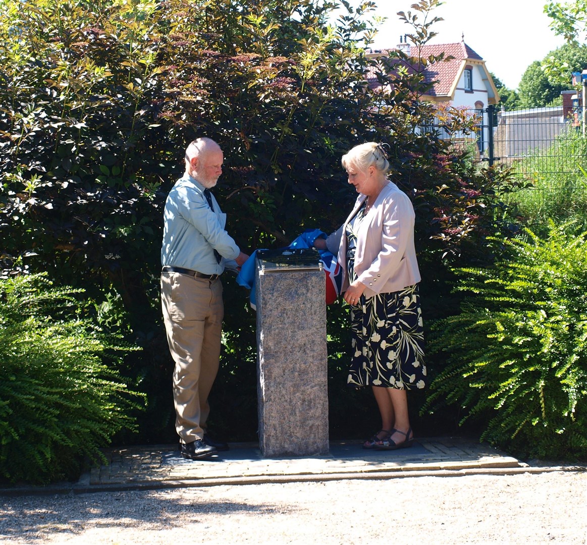 Unveiling the memorial to the Lancaster crew.