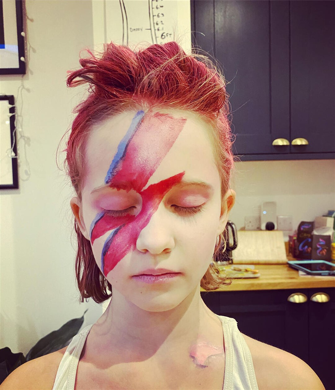 Pearl Parkin as David Bowie (Save the Children/PA)