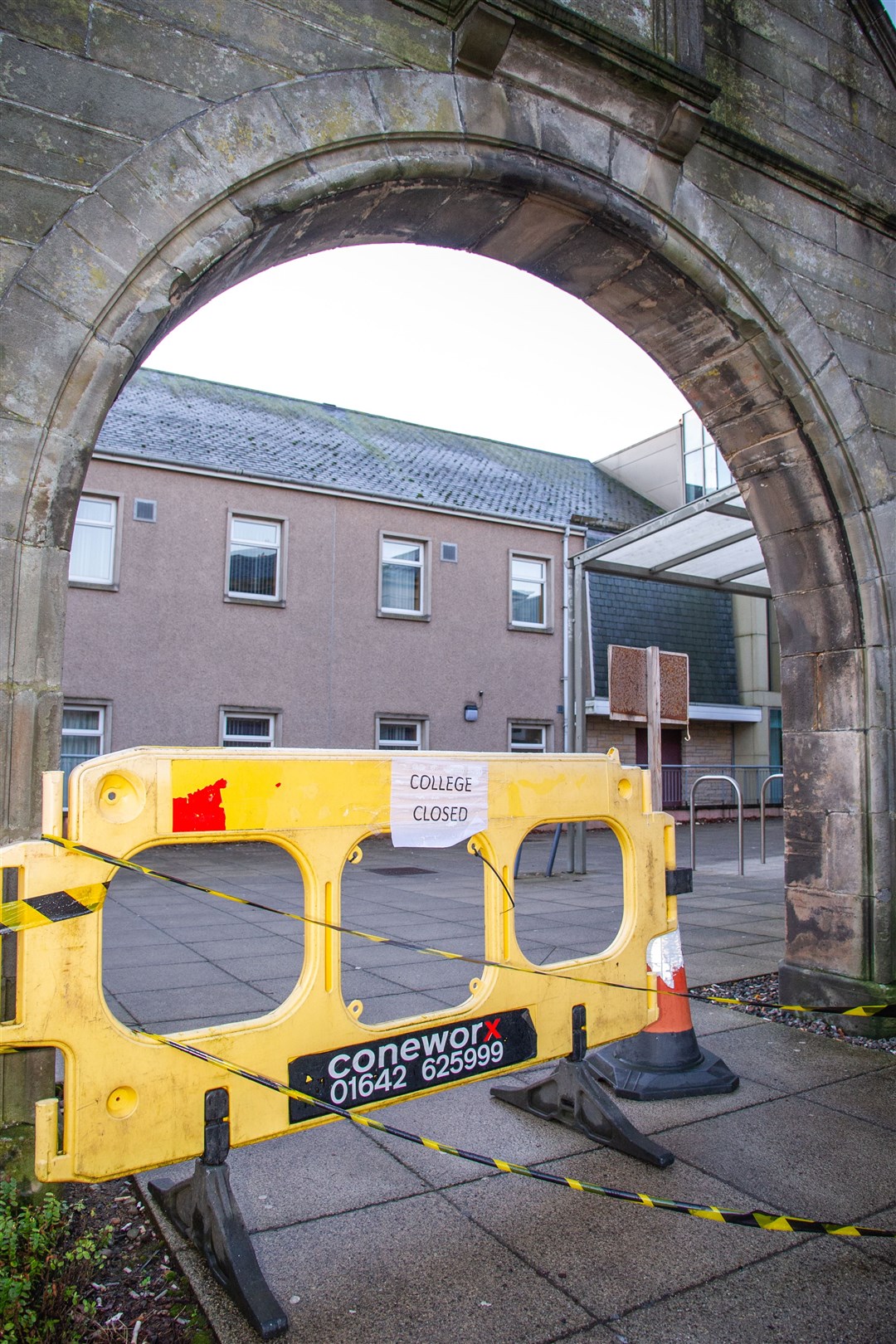 Elgin's Moray College announced an emergency closure today across the entire campus after overnight storm damage. Pictures: Daniel Forsyth.