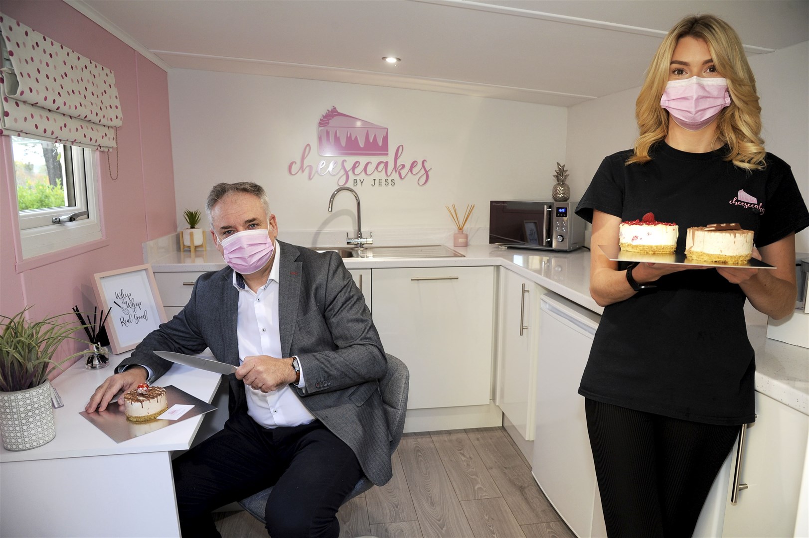 Moray's SNP MSP Richard Lochhead dropped by to wish Jess MacRae all the best with her business venture. Picture: Eric Cormack