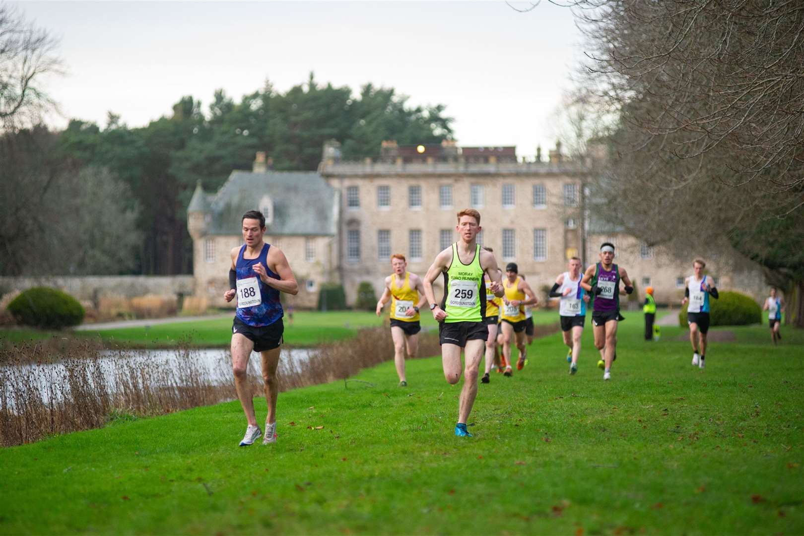 The final race of the afternoon - the senior and under 20's men make their way around the cross country track. Picture: Daniel Forsyth
