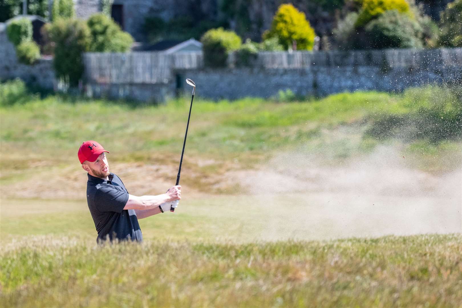 Ryan Copland plays out of a bunker on the second...PGA Northern Open held at Moray Golf Course, Lossiemouth. ..Picture: Daniel Forsyth..