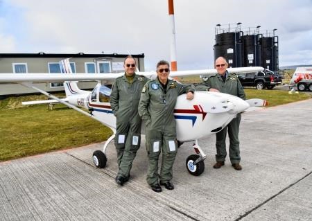 Preparing to take pictures of litter along coastlines in Moray, in their aeroplane, are (from left) David Brown, Paul Horth and Peter Macintosh.
