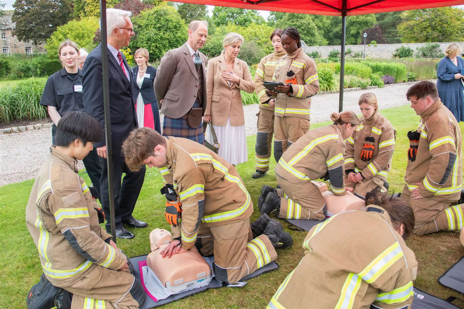 The Earl and Countess of Forfar watch a CPR display...Prince Edward and Sophie, known as the Earl and Countess of Forfar when visiting Scotland, spend time at Gordonstoun School during their visit to Moray...Picture: Daniel Forsyth..