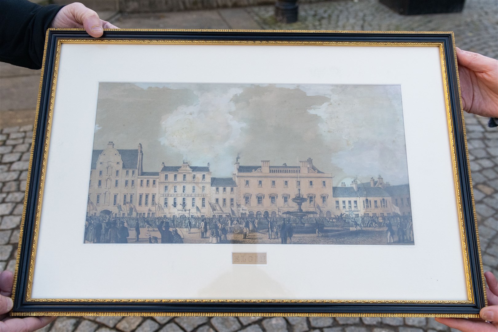 The lithoprint photo of the Gordon Arms Hotel from 1860 which was gifted to Moray Arts Development Engagement (M:ADE) from Mrs Broadley.Picture: Beth Taylor