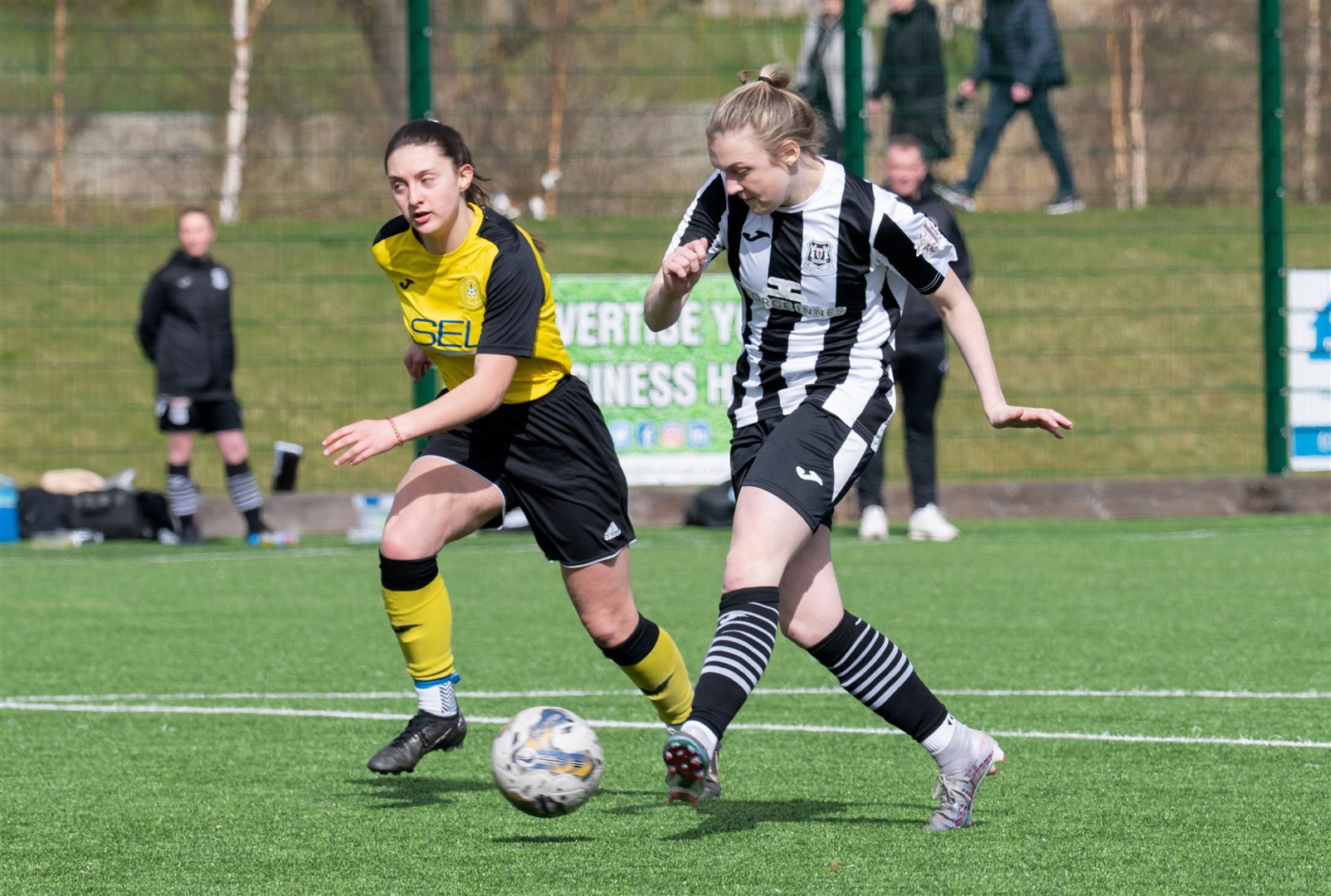Elgin City's Sarah Westwood scores her hat-trick to make it 4-0 to the home side.Picture: Daniel Forsyth.