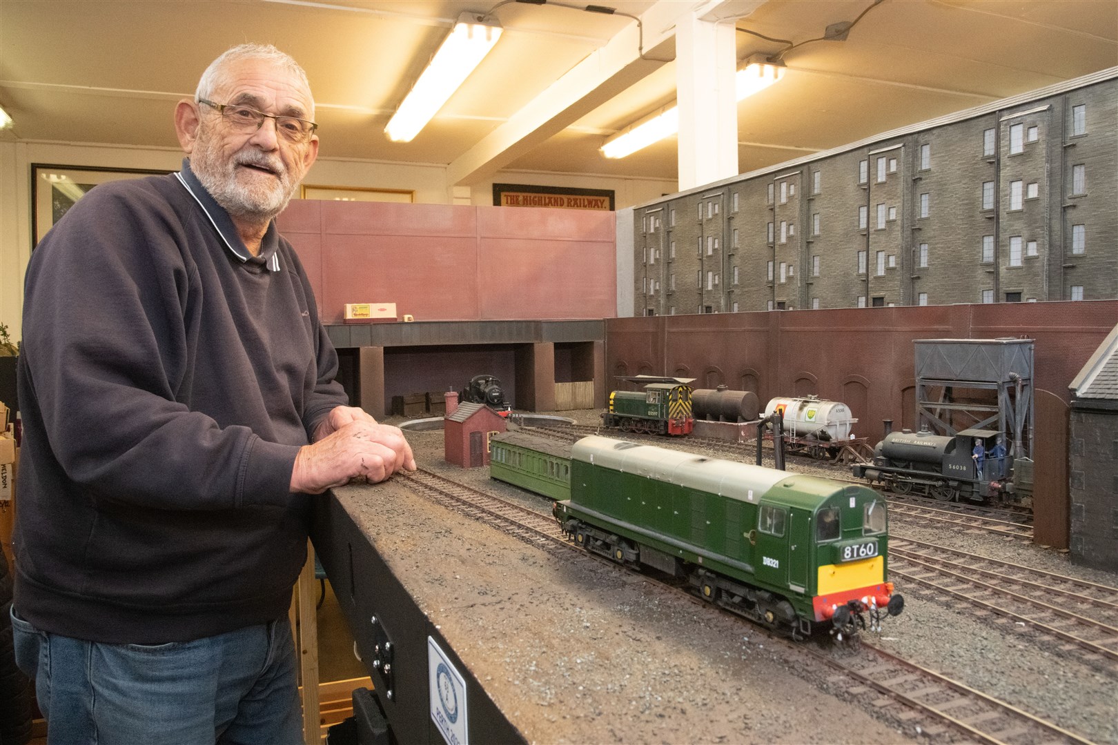 Duncan Macrae alongside the Glebe Street Shed layout - which is modelled on a scene from Maryhill in Glasgow...Preview for this weekend's Elgin Model Railway Club's Modelfair at the Town Hall...Picture: Daniel Forsyth..
