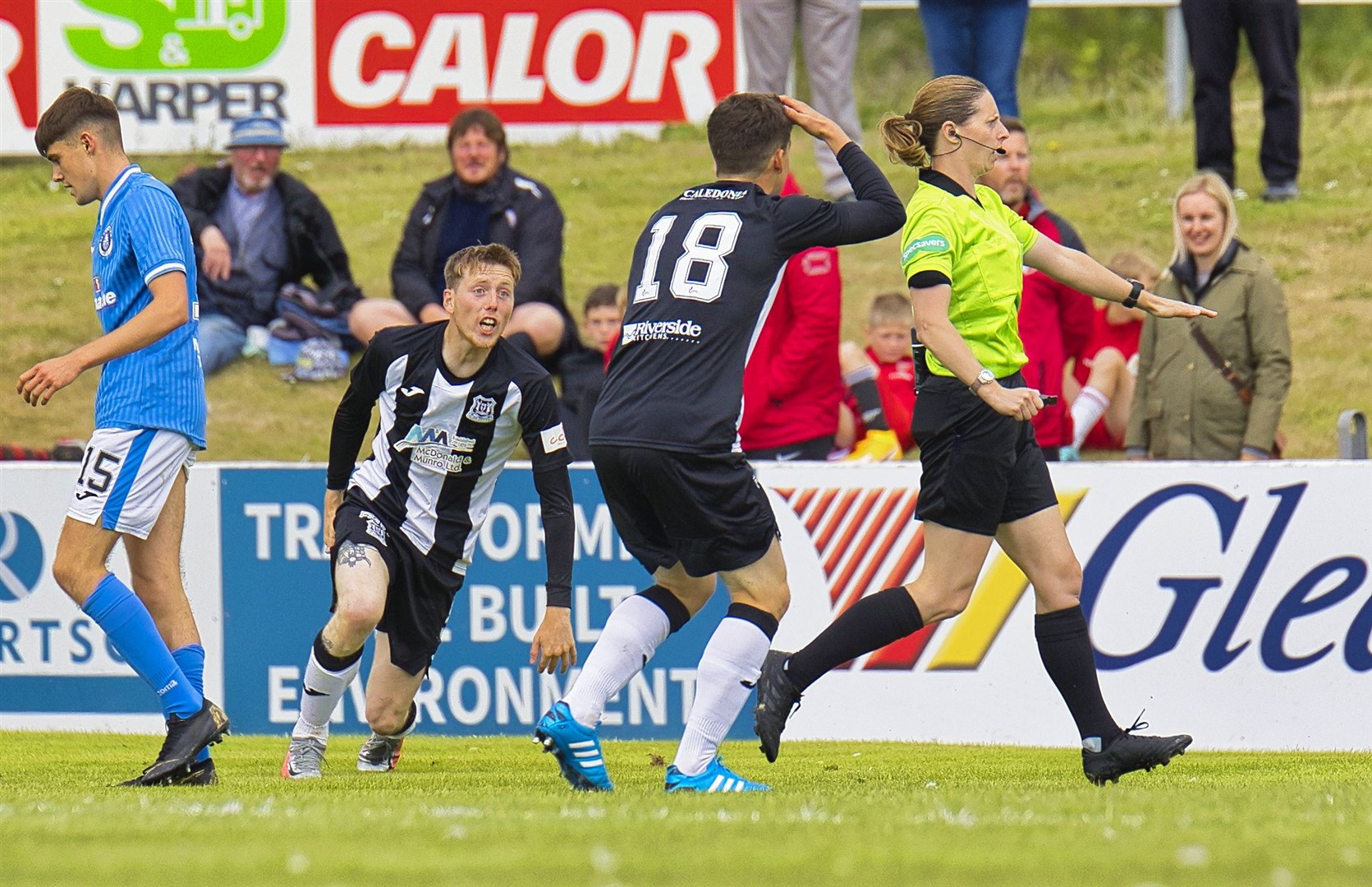 Kane Hester claims for a penalty in vain against Stranraer. Photo: Bob Crombie