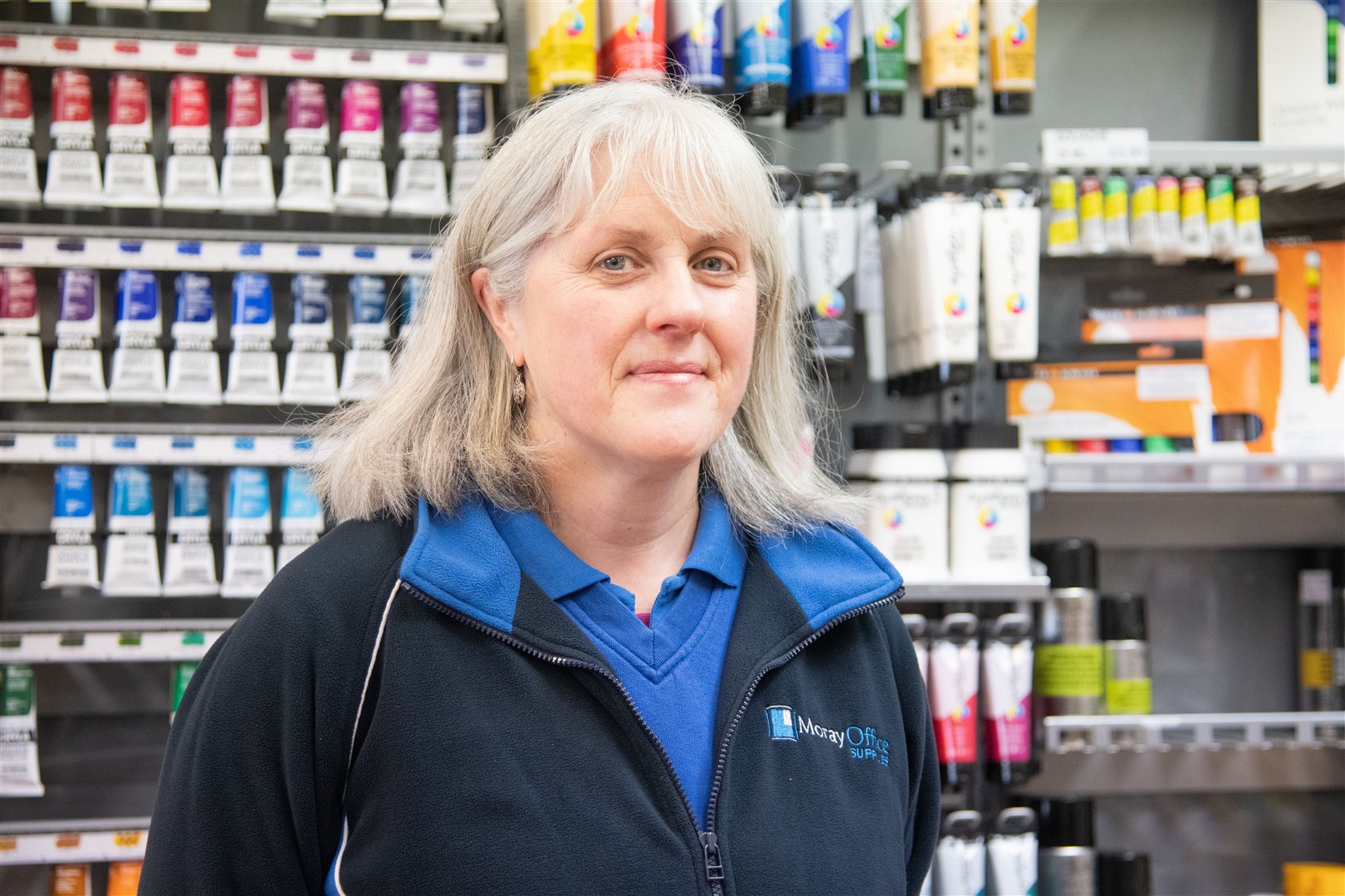 Aileen Neil has been at Moray Office Supplies for 33 years. Picture: Daniel Forsyth