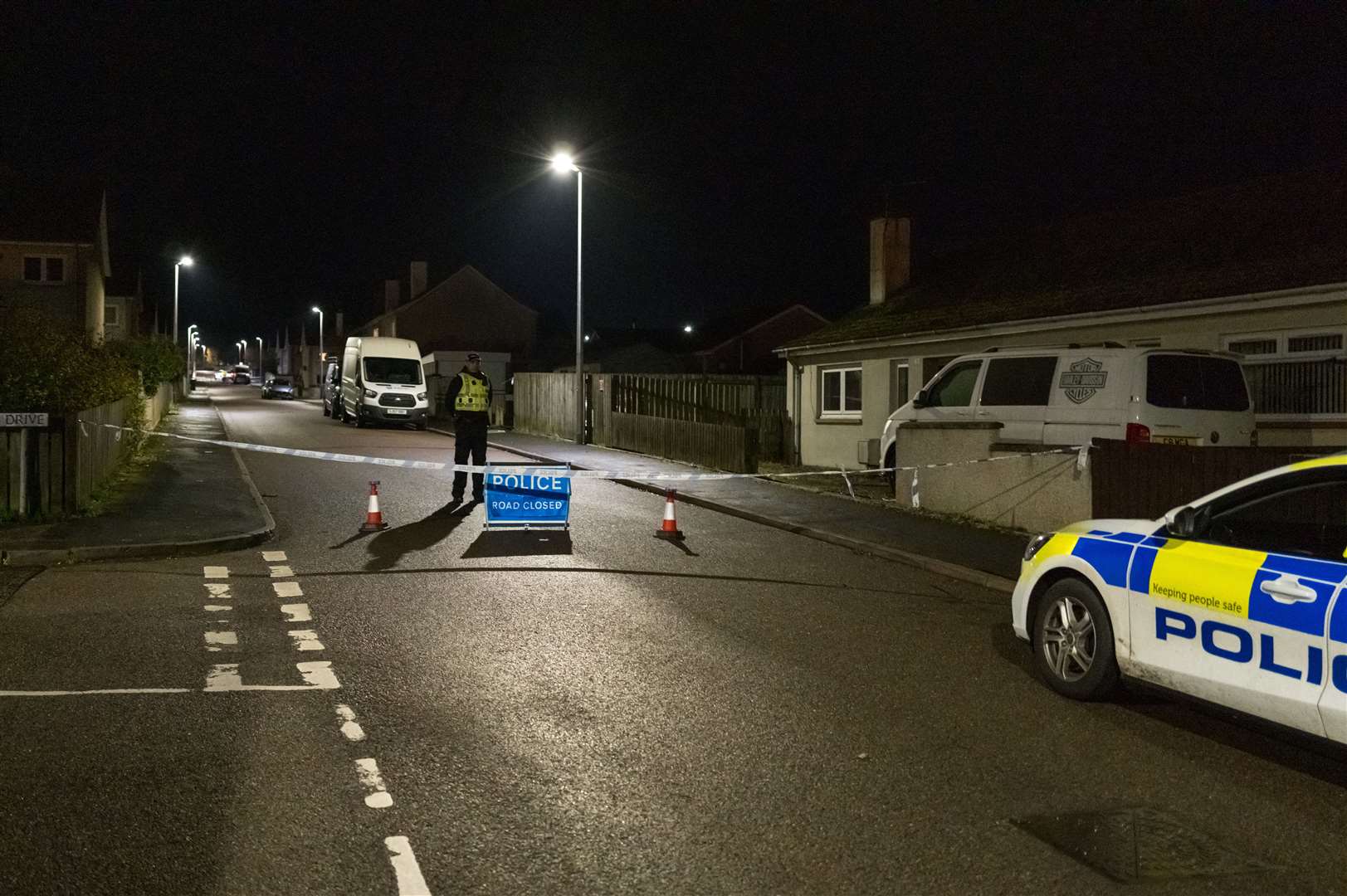 Bezack Street, in New Elgin, was cordoned off late last night and officers remain on the scene. Picture: JasperImage