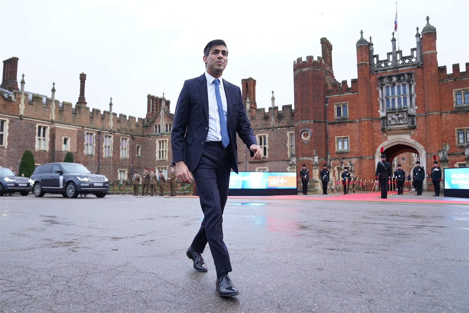 Prime Minister Rishi Sunak arriving at the Global Investment Summit at Hampton Court Palace, in East Molesey, Surrey (Stefan Rousseau/PA)