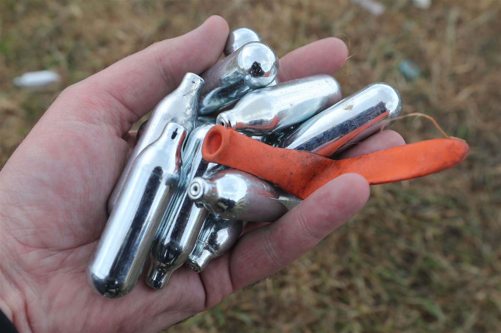 Discarded laughing gas canisters in Dublin (PA)