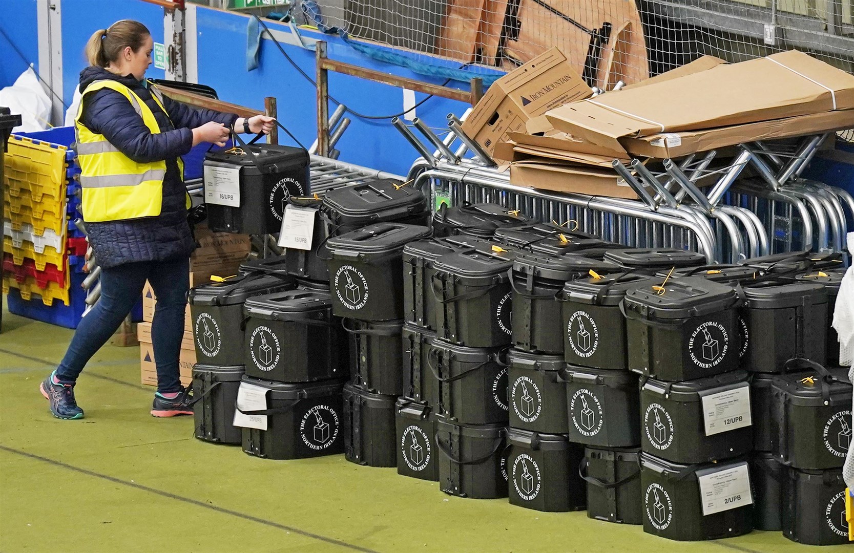 The Northern Ireland Assembly election count centre at Meadowbank Sports arena in Magherafelt (Niall Carson/PA)
