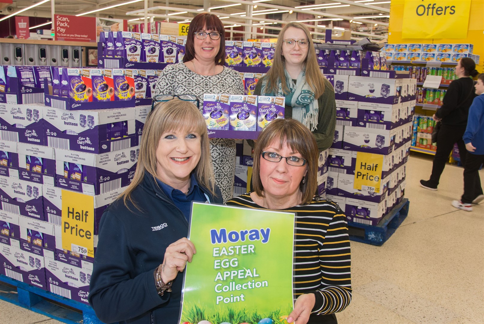 Clockwise from left Tesco community champion Tracy Mckerron-Gourlay, Northern Scot sales manager Nicola McCart, Elgin Bid's Tina Mainland and Northern Scot sales assistant Linda Commons. Picture: Becky Saunderson