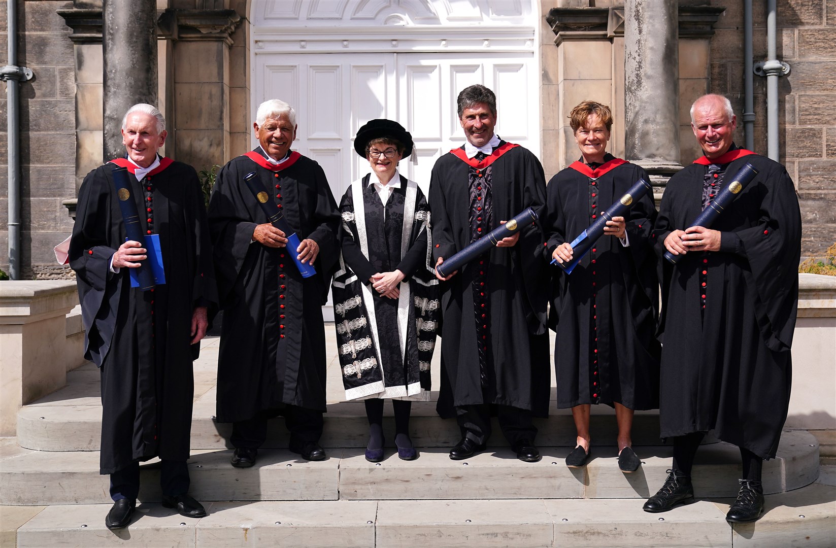 Sir Bob Charles, Lee Trevino, Jose Maria Olazabal, Catriona Matthew and Sandy Lyle were given Honorary Degrees of Doctor of Laws during a ceremony at Younger Hall, St Andrews (Jane Barlow/PA)