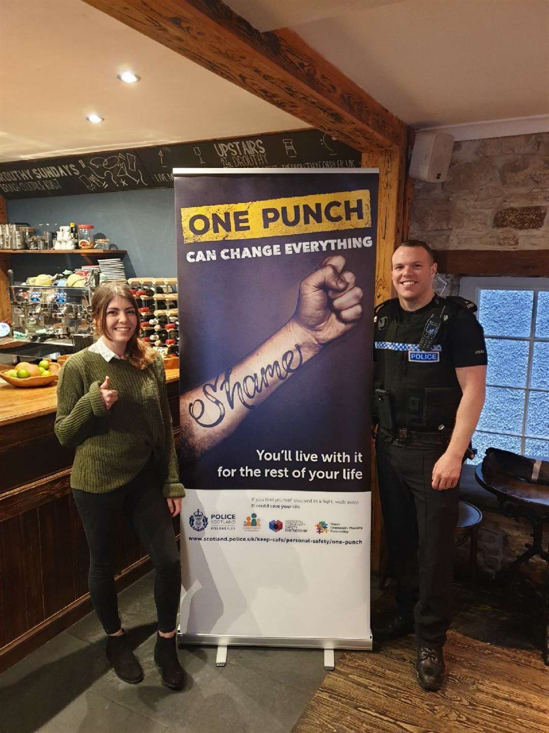 Police involved pubs in the launch of their "One Punch" campaign, including the Drouthy Cobbler in Elgin.