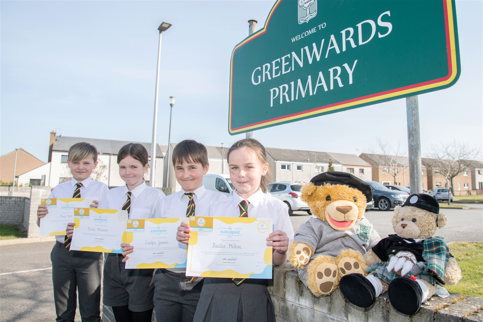 Rory Kerr, Neala McFadden, Loukas Gennis and Baillie Milton...Greenwards Primary School winners of the Euroquiz. ..Picture: Daniel Forsyth..