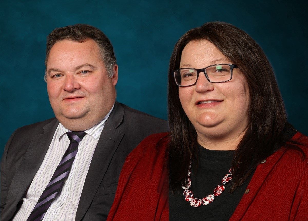 Moray Council leader Graham Leadbitter and depute leader Shona Morrison.