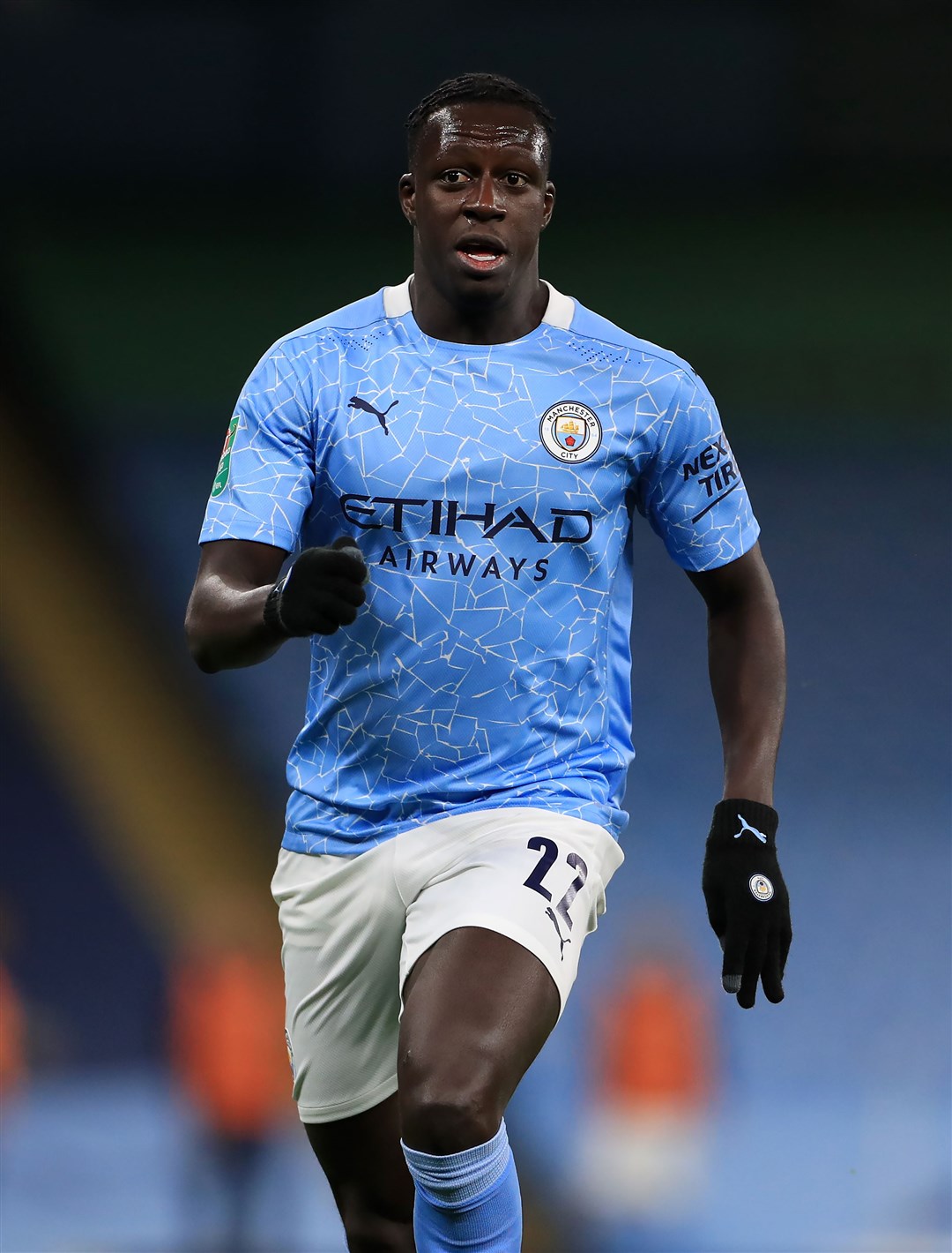 Mendy during a Carabao Cup third round match at the Etihad Stadium (PA)