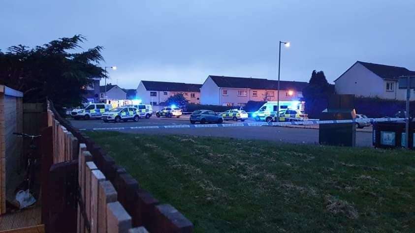 Emergency services in Balloan Road last night.