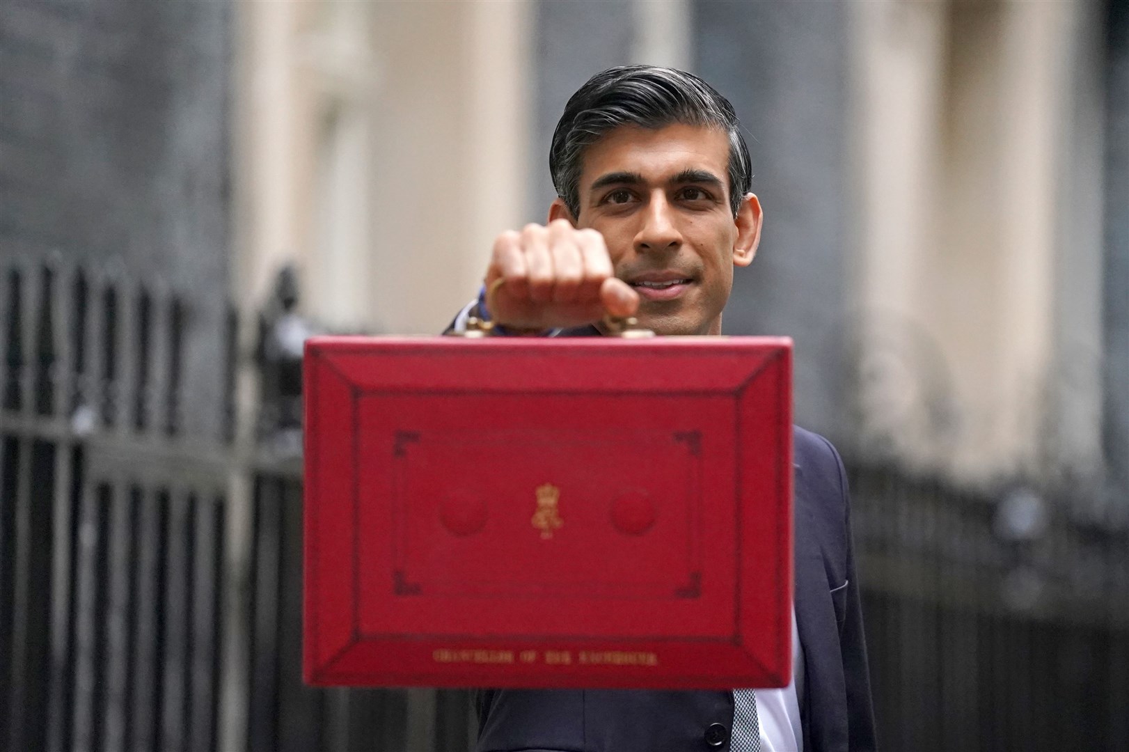 Rishi Sunak with his Budget red box outside 11 Downing Street (Victoria Jones/PA)