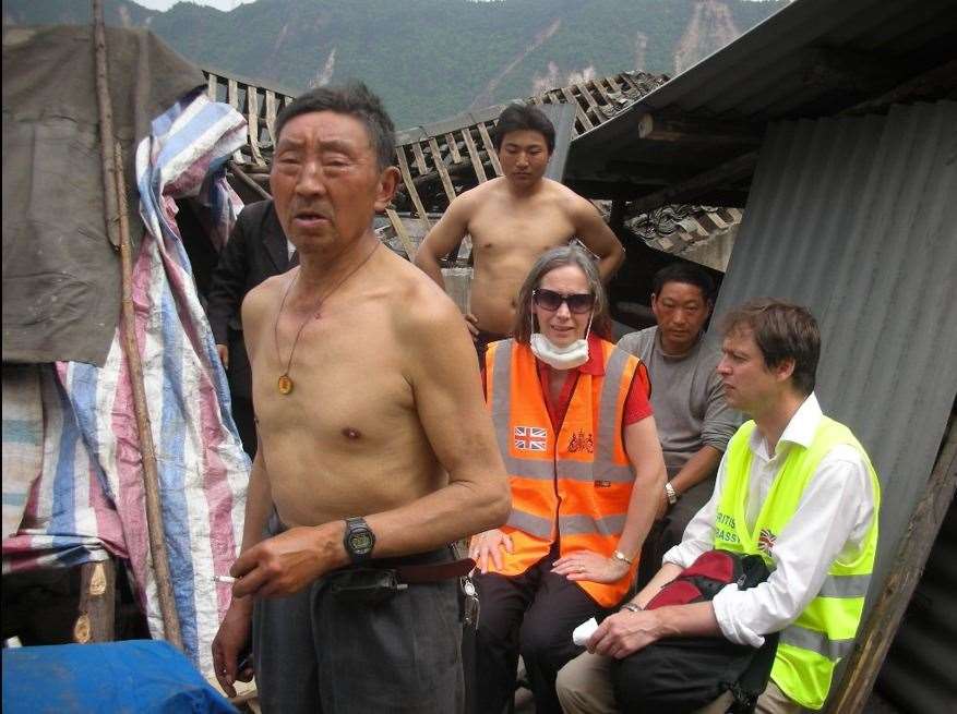 Liz Tait in China helping earthquake victims.