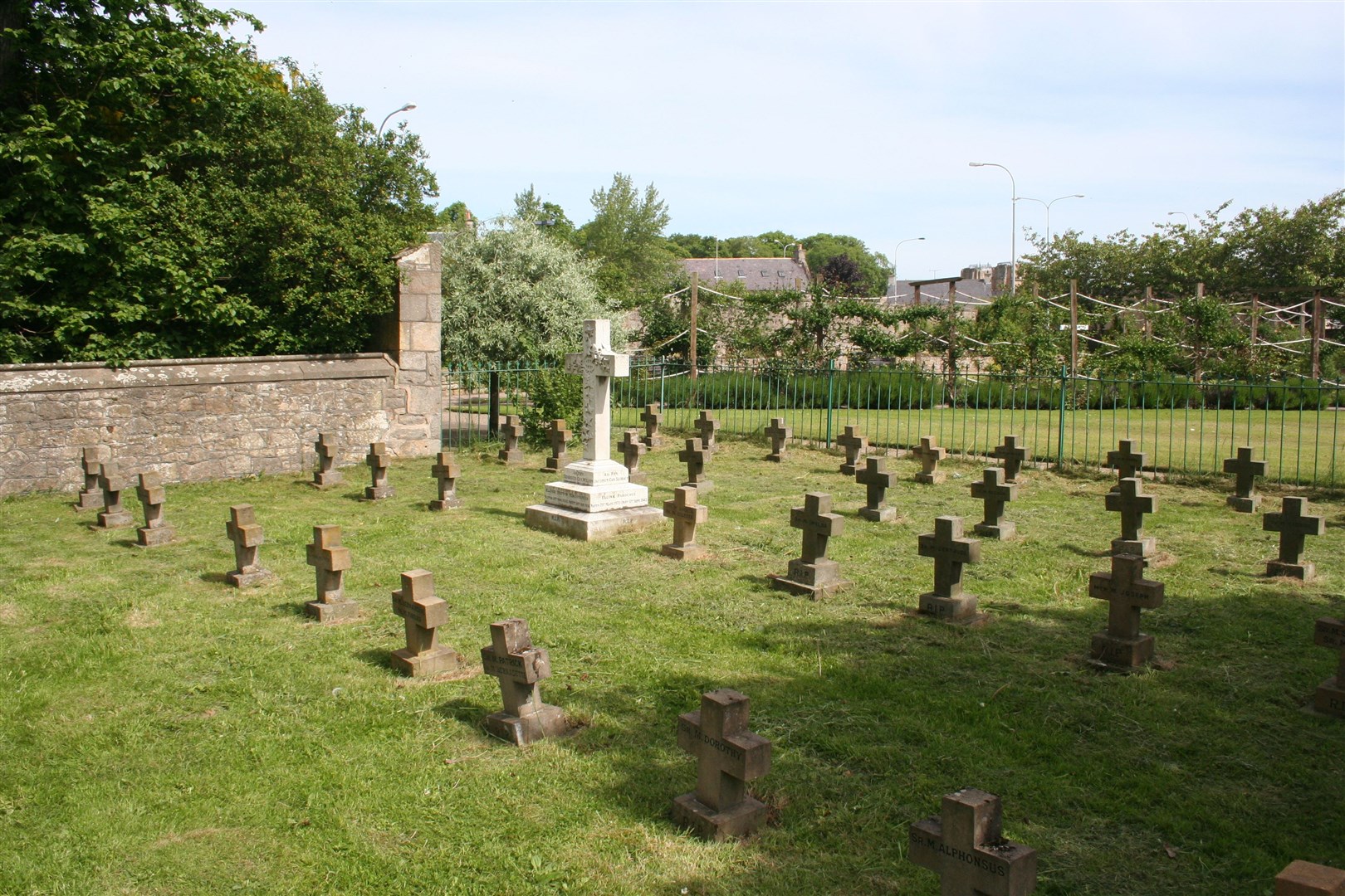 The graveyard next to the Rose Garden at Greyfriars Convent in Elgin. Photograph by Anne Burgess/geograph.org.uk.