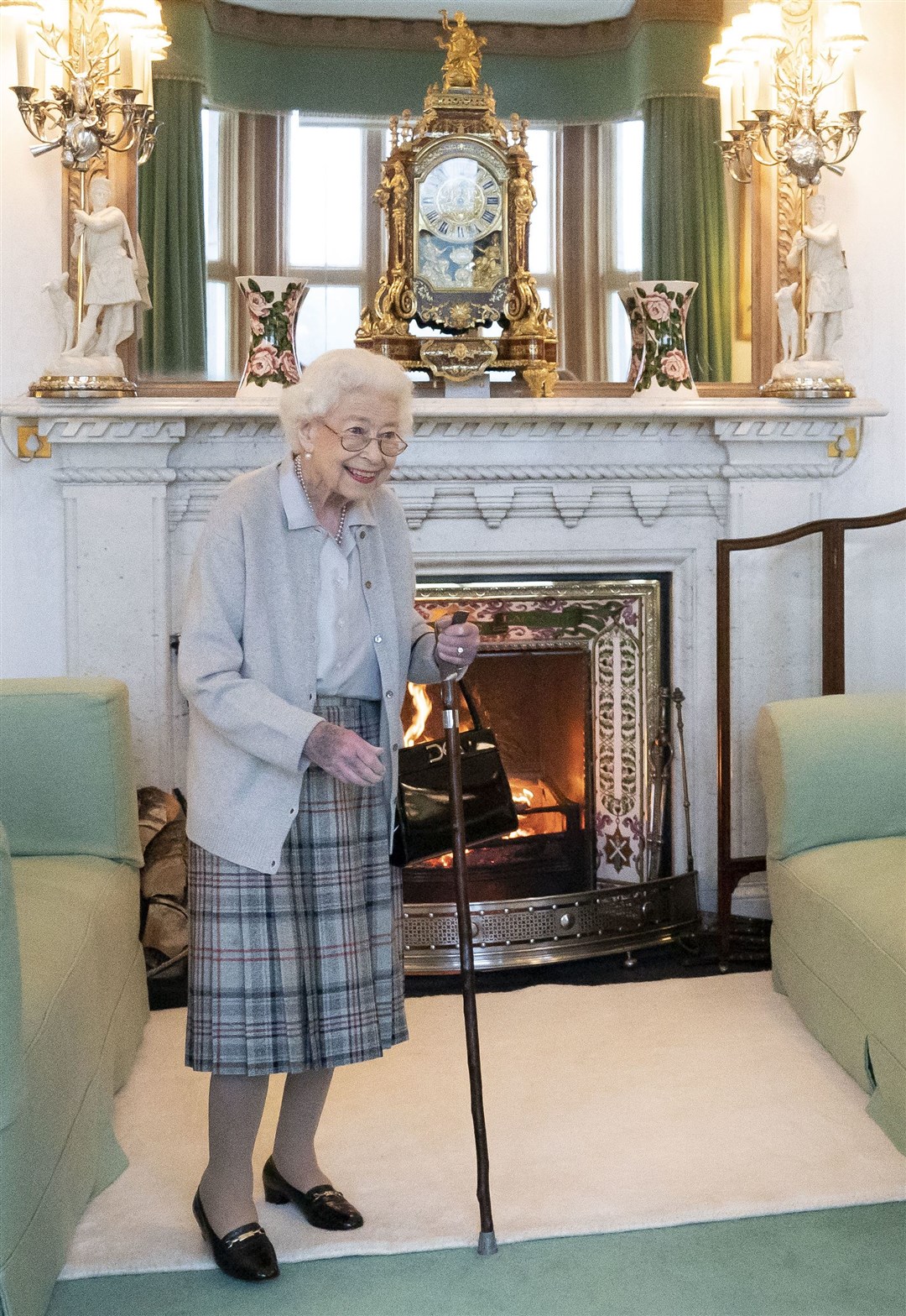 The Queen was pictured waiting in the Drawing Room at Balmoral before receiving Liz Truss (Jane Barlow/PA)