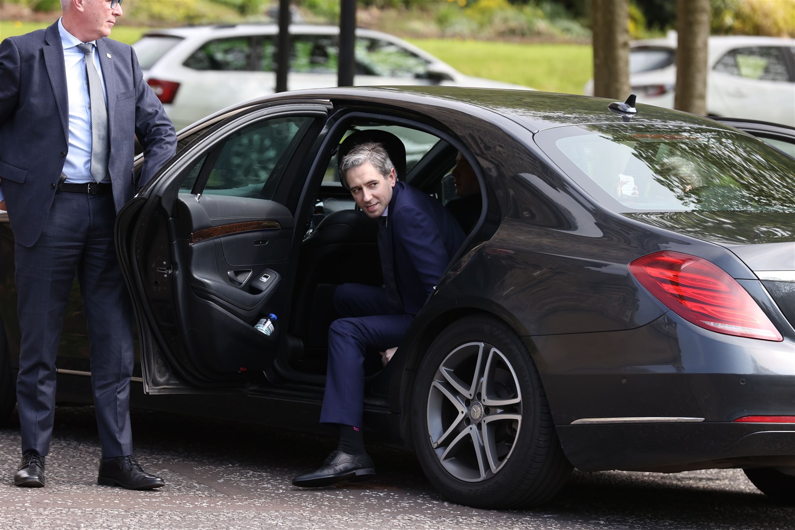 Taoiseach Simon Harris arriving at Stormont Castle as makes his first official visit to Northern Ireland (Liam McBurney/PA)