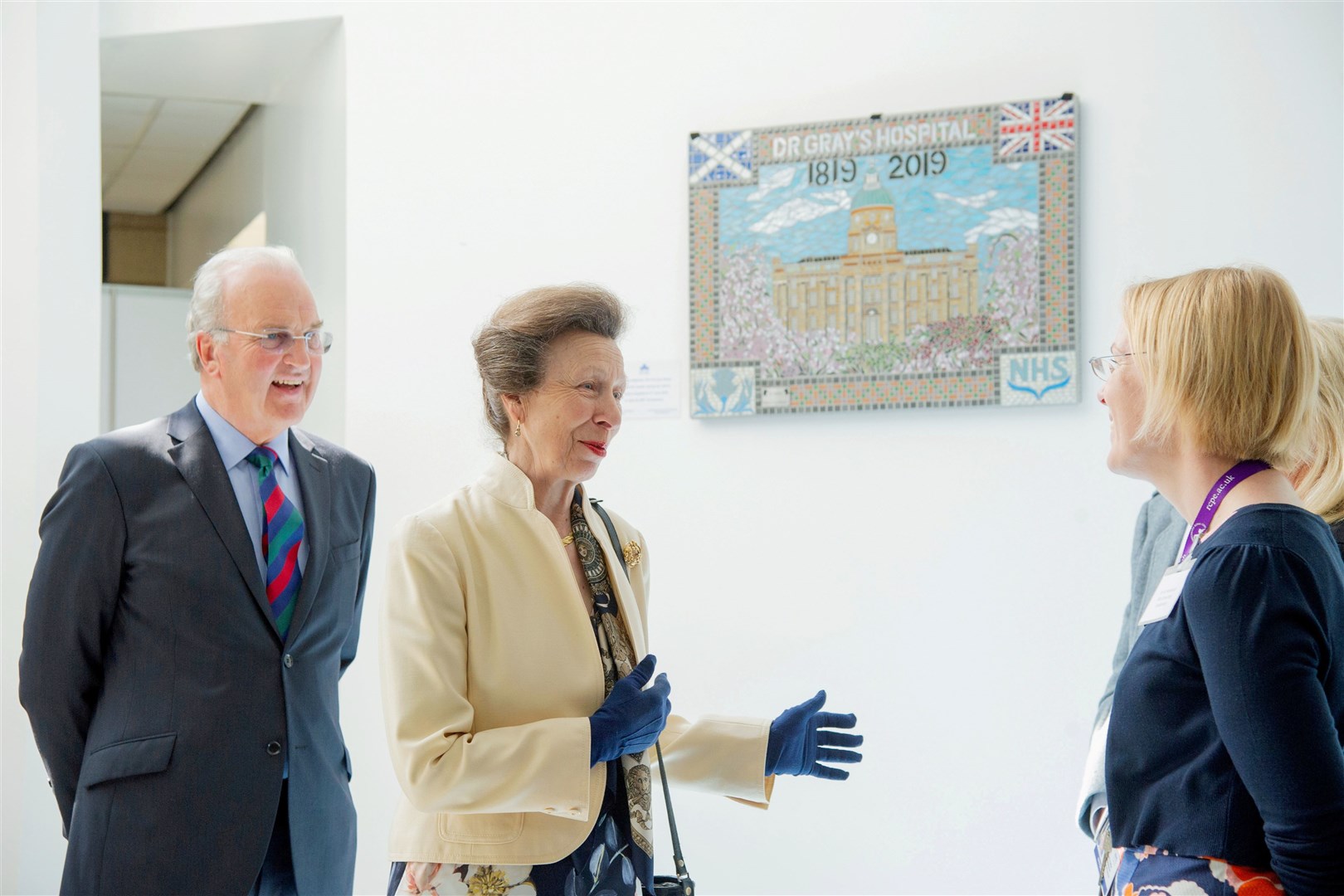 The Princess Royal unveils the anniversary Mosaic during her visit to Dr Gray's Hospital as part of its 200th anniversary celebrations. Picture: Daniel Forsyth.