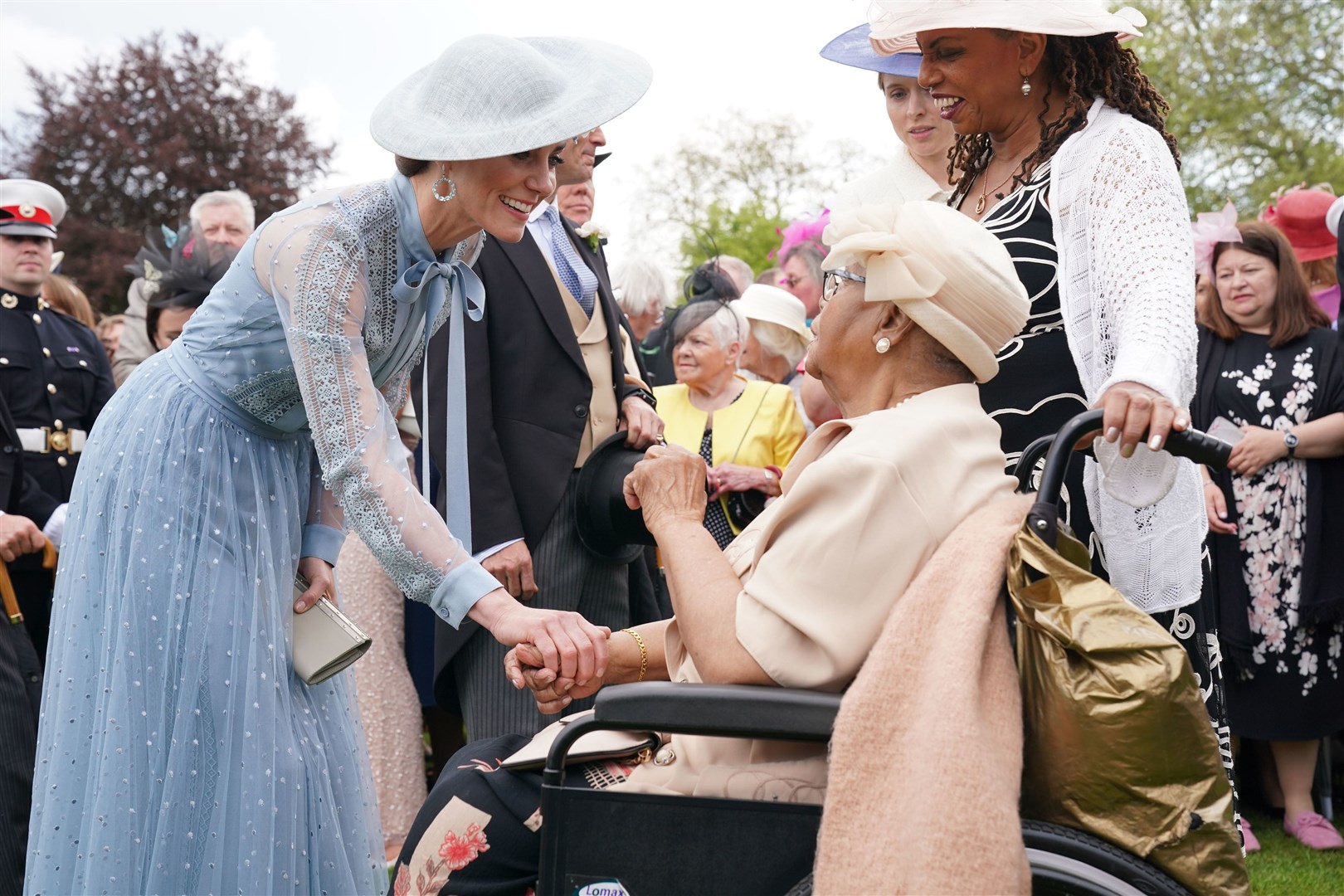 The Princess of Wales speaks to Aldith Grandison, 93, and daughter Jay Cee La Bouche (Jonathan Brady/PA)