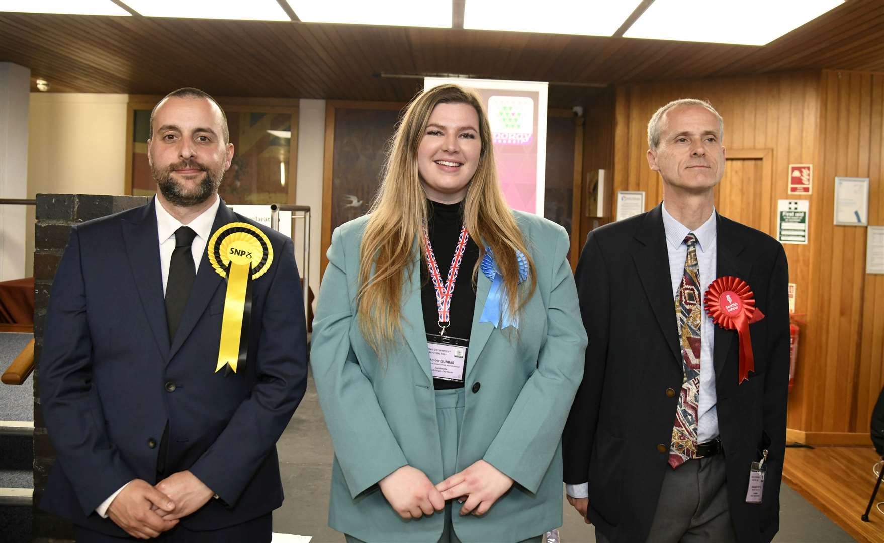 Elected candidates for Elgin City North from left are JÃ©rÃ©mie Fernandes, Amber Dunbar and Sandy Keith...Moray Council Local Election May 2022...Picture: Becky Saunderson..