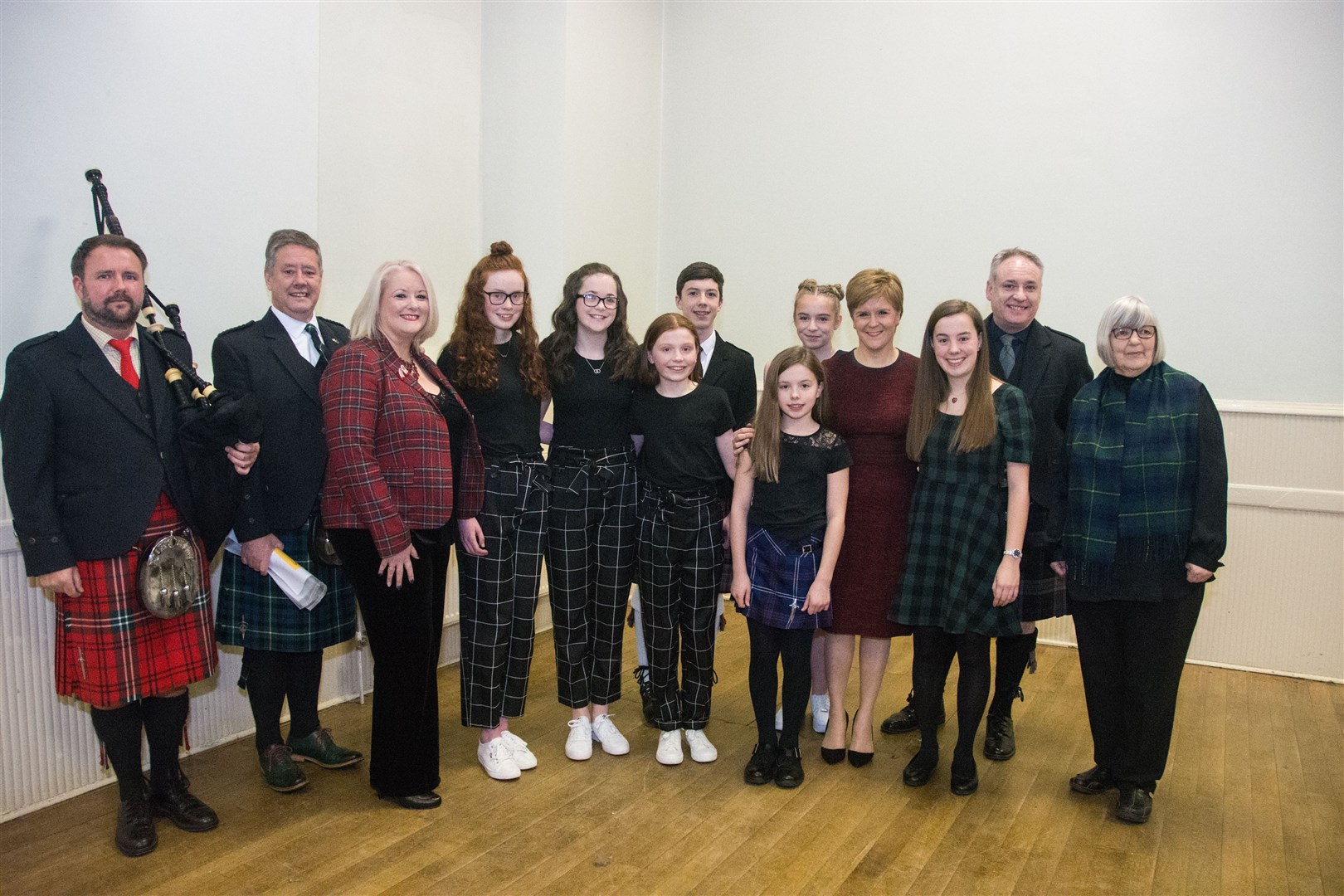 Guests and young musicians with First Minister Nicola Sturgeon at Moray SNP's Burns Supper, at the Longmore Hall, Keith. Picture: Becky Saunderson.