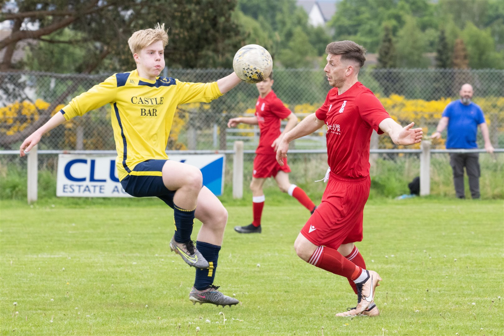 Neil Moir (right) scored a hat-trick for Forres Thistle. Picture: Beth Taylor.