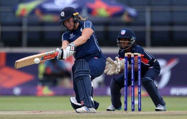 Ailsa Lister in batting action for Scotland. Photo by Johan Rynners-ICC/ICC via Getty Images