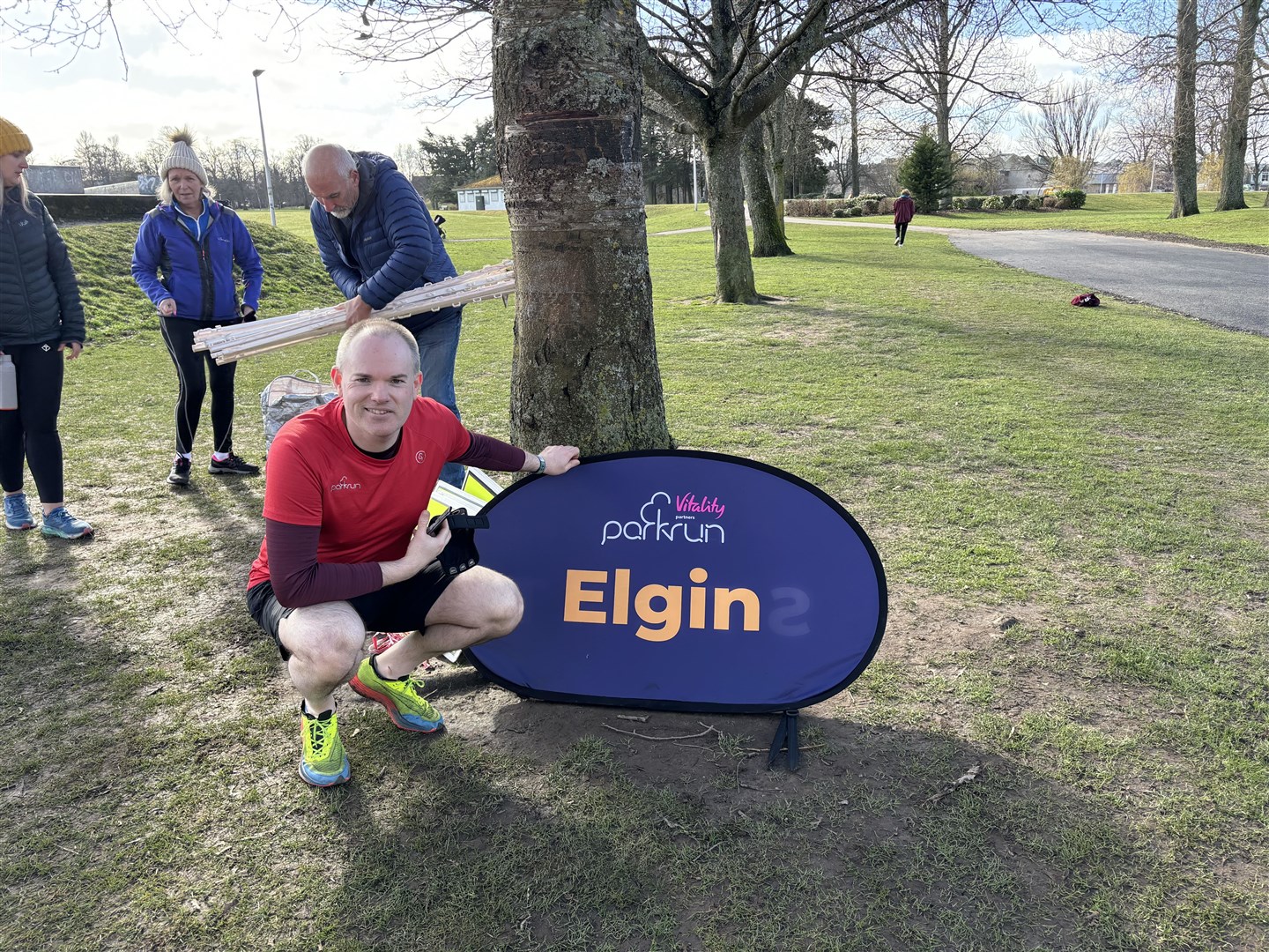 Gordon celebrates after completing parkrun number 66. Picture: HNM