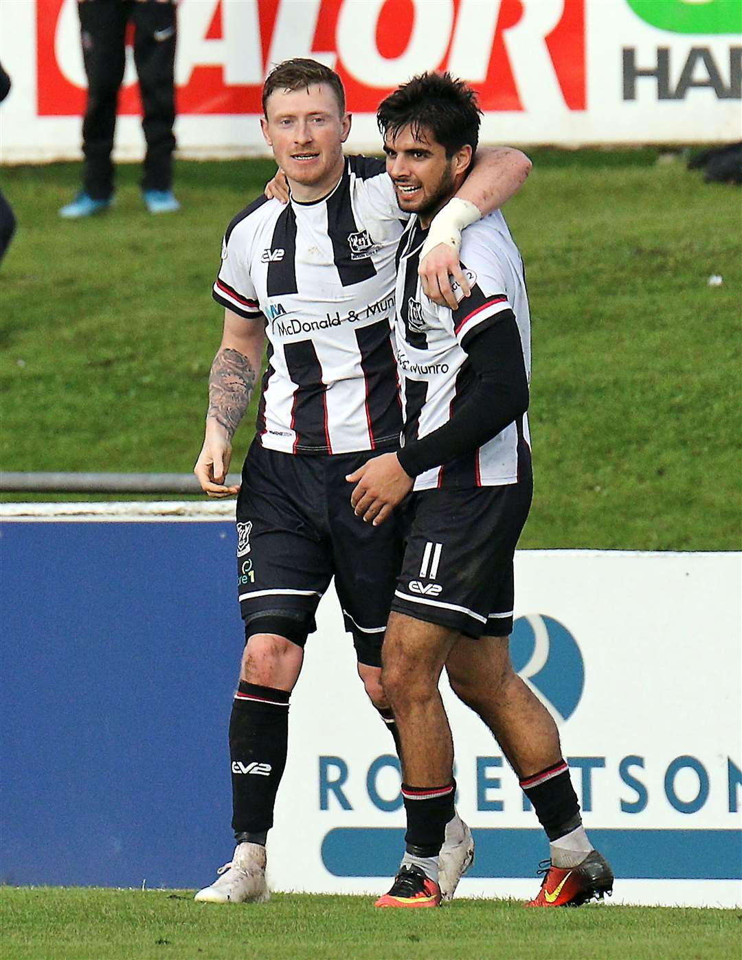 Caley Thistle-bound Shane Sutherland celebrates one of his 23 goals for Elgin City this season. Photo: Bob Crombie
