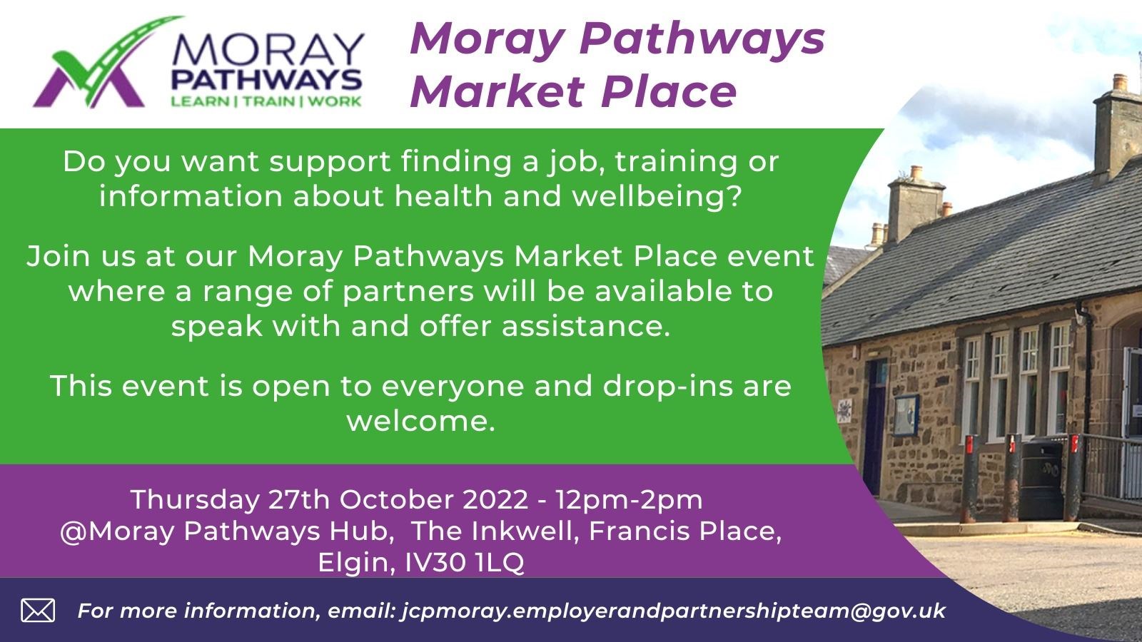 Support and advice to help get a job will be on hand at the Moray Pathways Marketplace.