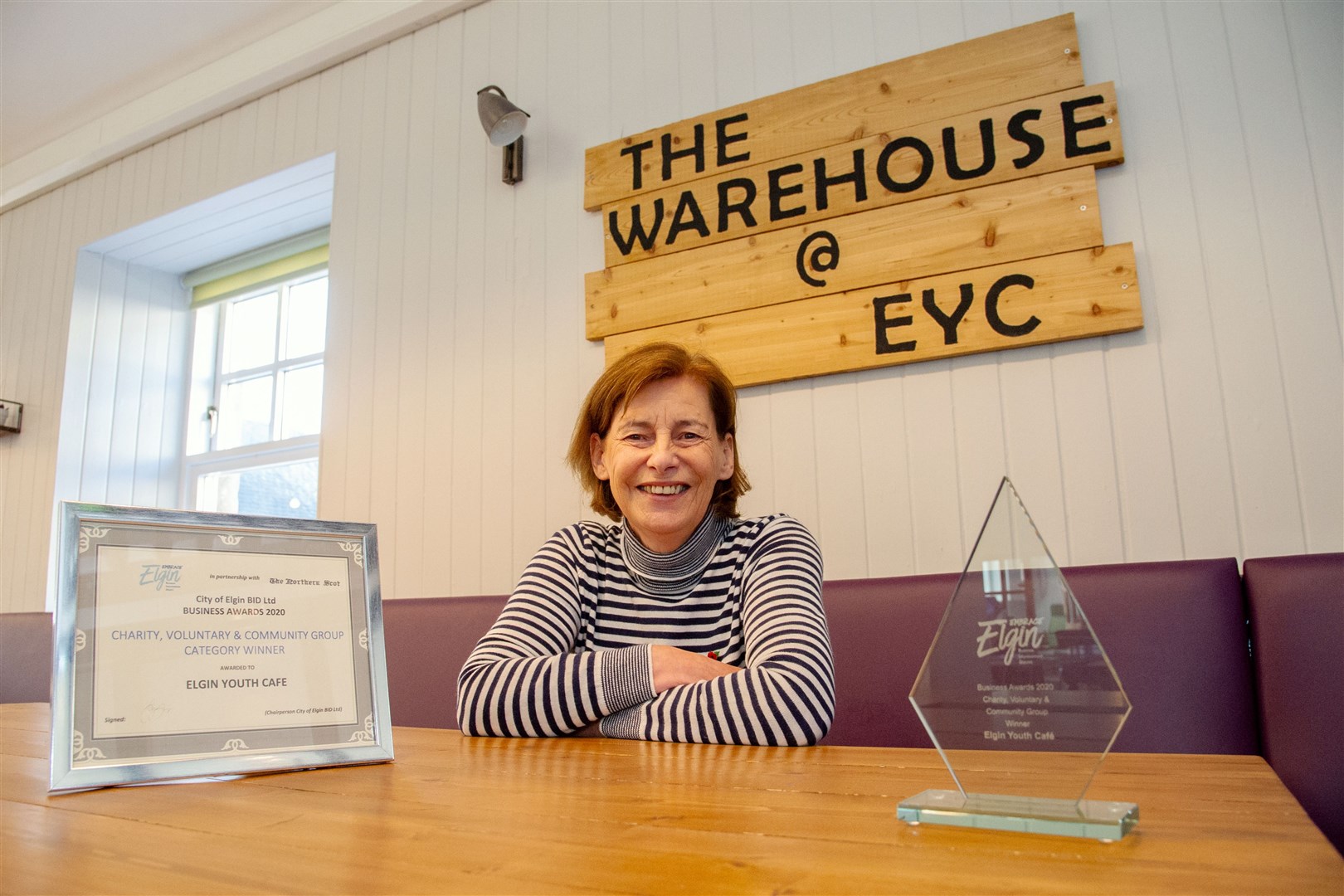 Clair Ferguson of Elgin Youth Cafe with the Charity and Support award...Winners of the 2020 Elgin BID Business Awards...Picture: Daniel Forsyth..