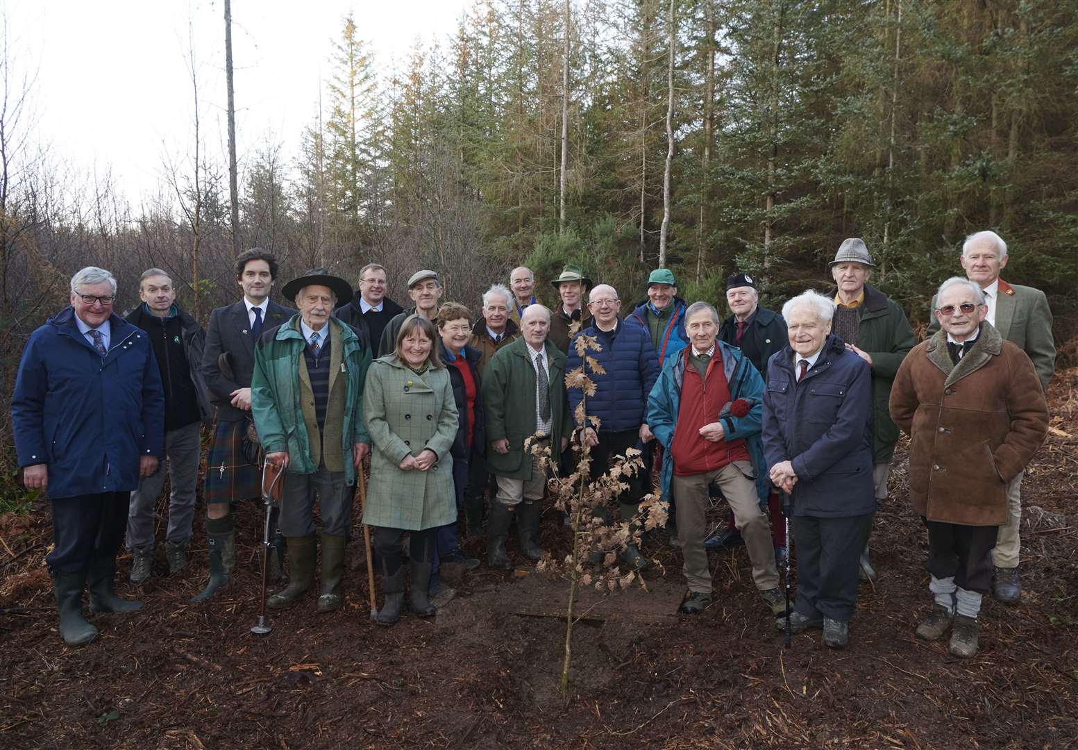 Guests gather at Monaughty Forest for the historic reenactment including Fergus Ewing (left) and Lord Lovat (third from left).