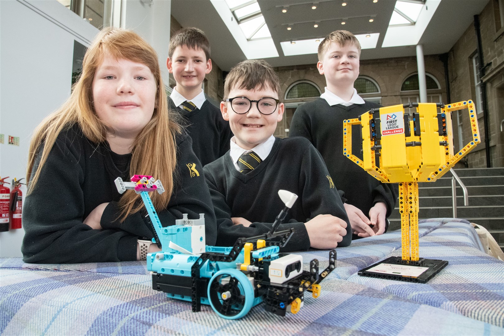 From left: Edith Malcolm, Ethan Milne, Seth Malcolm and Aiden Rodger from Keith Grammar School were winners of the Lego League competition. Picture: Daniel Forsyth