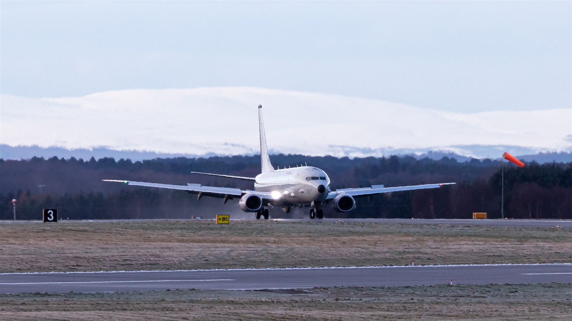 Arrival of P-8 aircraft ZP805 to RAF Lossiemouth this morning.